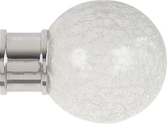 Renaissance Accents 35mm Finial Only, Polished Silver, Crackled Glass Ball
