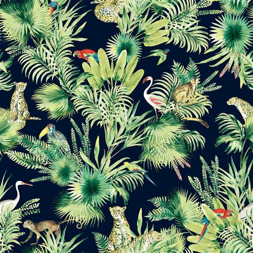 Chatham Glyn Tropical Velvets Monteverde Midnight Fabric