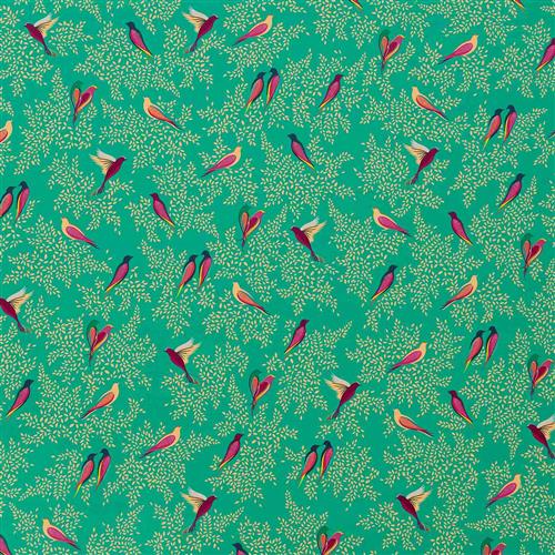 Sara Miller Green Birds Velvet Fabric