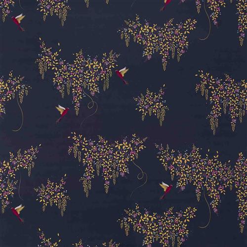Sara Miller Hummingbird Deep Navy Velvet Fabric