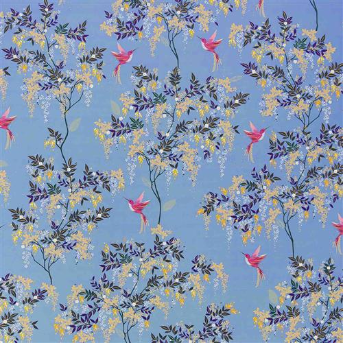 Sara Miller Hummingbird Cornflower Velvet Fabric