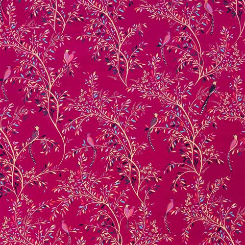 Sara Miller Birds Of Paradise Fuchsia Velvet Fabric
