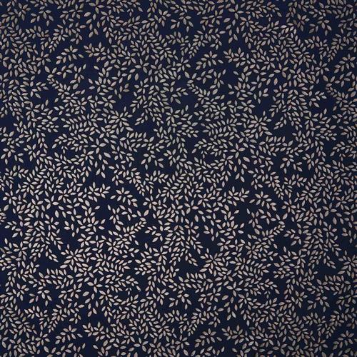 Sara Miller Metallic Leaves Smokey Blue Fabric