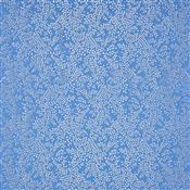 Sara Miller Metallic Leaves Cornflower Blue Fabric