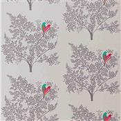 Sara Miller Love Birds Pale Grey Velvet Fabric