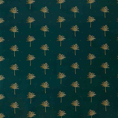 Sara Miller Tropical Palm Velvet Dark Forest Green Fabric