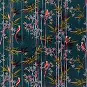 Sara Miller Linear Bamboo Dark Green Velvet Fabric