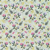 Sara Miller Orchard Floral Duckegg Sateen Fabric
