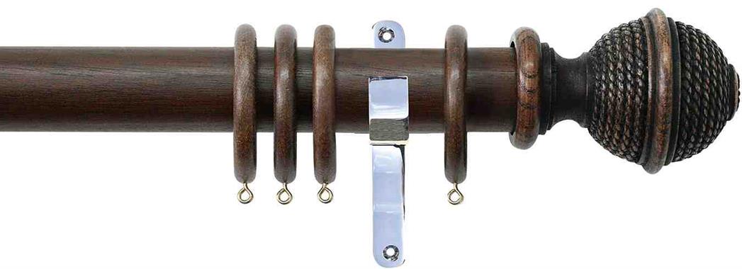 Jones Hardwick 40mm Handcrafted Pole Oak, Chrome, Woven Rope