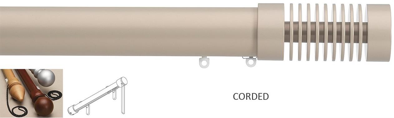 Silent Gliss Corded Metropole 50mm 7640 Taupe Groove Cylinder Finial