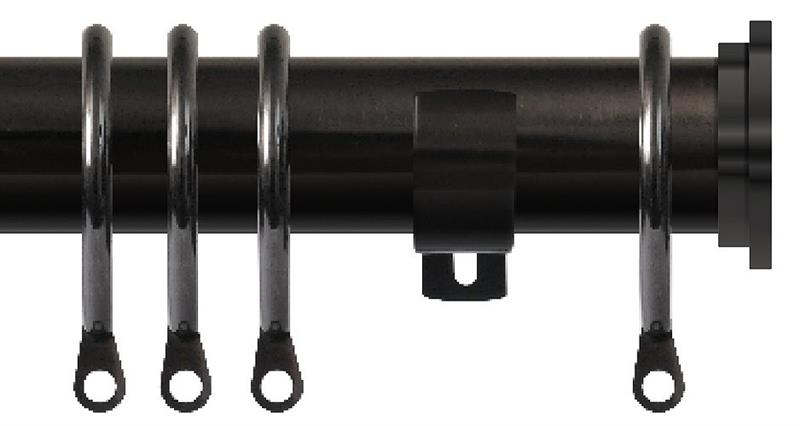 Renaissance 28mm Metal Standard Curtain Pole Black Nickel, Fynn Endcap