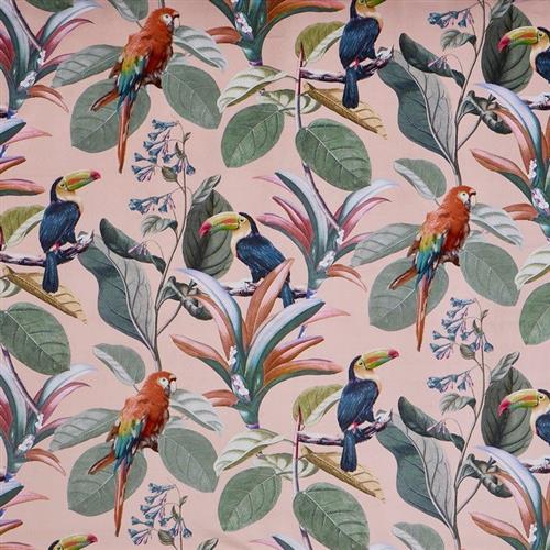 Prestigious Textiles Painted Canvas Parrot Coral Fabric