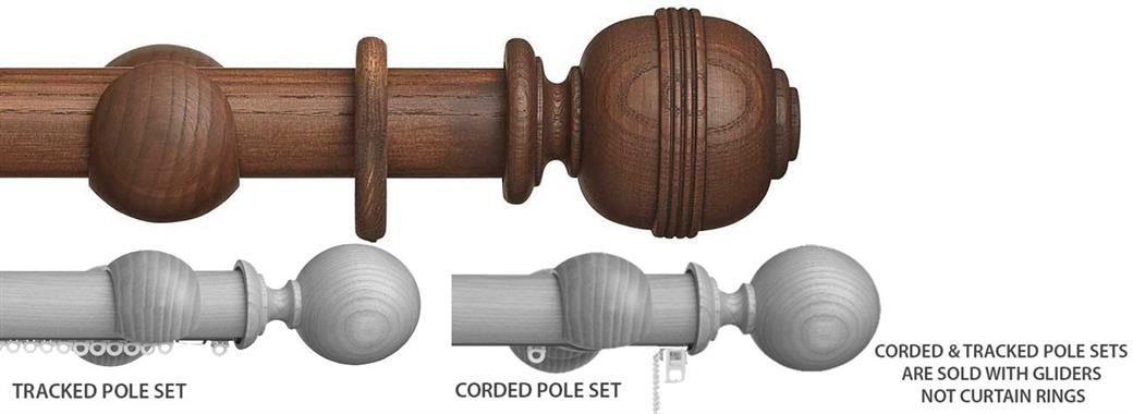 Hallis Eden 45mm Corded/Tracked Pole Cocoa Ridged Ball