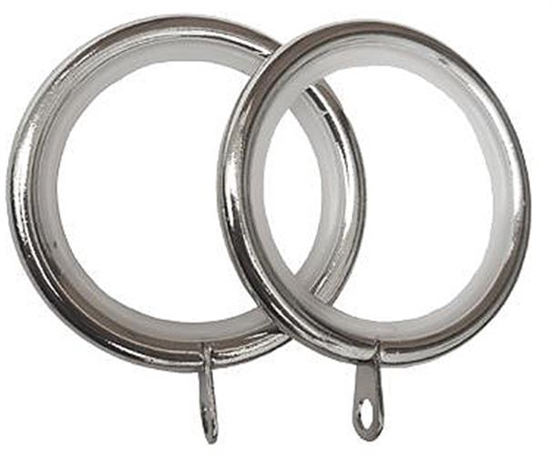 Speedy 35mm Metal Lined Curtain Pole Rings Satin Silver