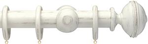 Opus 48mm Wood Curtain Pole Distressed Chalk, Ribbed