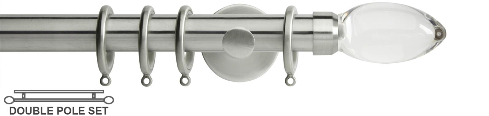 Neo Premium 19/28mm Double Pole Stainless Steel Clear Teardrop