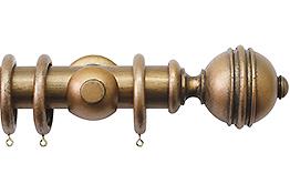 Jones Florentine 50mm Pole, Cup, Antique Gold, Ribbed Ball