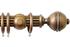 Jones Florentine 50mm Fluted Pole, Cup, Antique Gold, Ribbed Ball