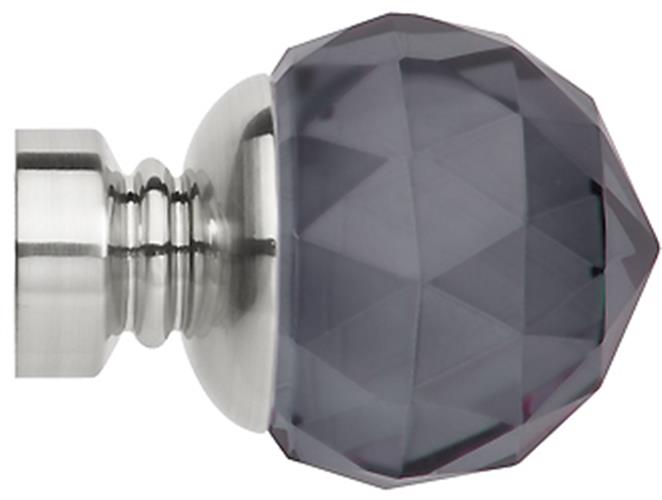 Neo Premium 35mm Smoke Grey Faceted Ball Finial Only, Stainless Steel