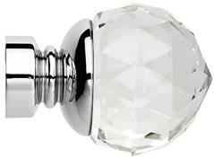 Neo Premium 35mm Clear Faceted Ball Finial Only Chrome