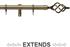 Universal 16/19mm Metal Extendable Curtain Pole, Antique Brass, Cage