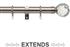 Universal 16/19mm Metal Extendable Curtain Pole, Satin Steel, Crackled Glass