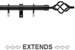Universal 16/19mm Metal Extendable Curtain Pole, Black, Cage