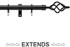 Universal 16/19mm Metal Extendable Curtain Pole, Black, Cage