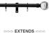 Universal 16/19mm Metal Extendable Curtain Pole, Black, Crackled Glass