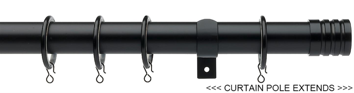 Universal 16/19mm Metal Extendable Curtain Pole, Black, Barrel