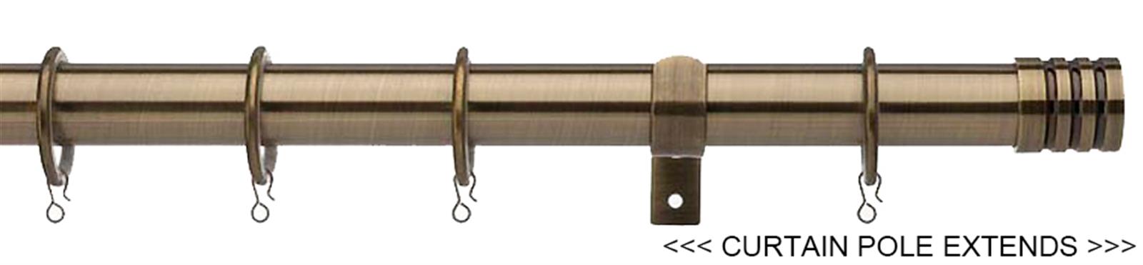 Universal 25/28mm Metal Extendable Curtain Pole, Antique Brass, Barrel