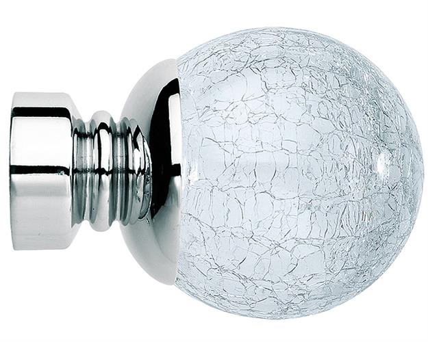 Neo Style 35mm Chrome, Crackled Glass Ball Finial