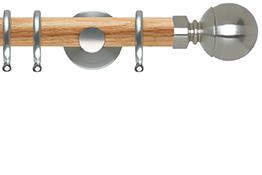 Neo 28mm Oak Wood Pole, Stainless Steel, Ball