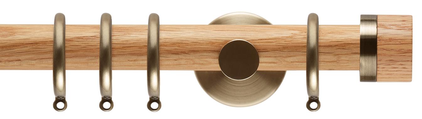 Neo 28mm Oak Wood Pole, Spun Brass, Oak Stud