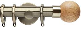 Neo 28mm Metal Pole,Spun Brass,Oak Ball