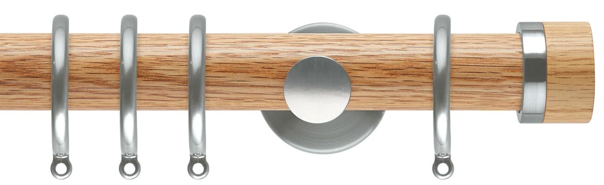 Neo 35mm Oak Wood Pole, Stainless Steel, Oak Stud