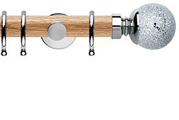 Neo 35mm Oak Wood Pole, Chrome, Mosaic Ball