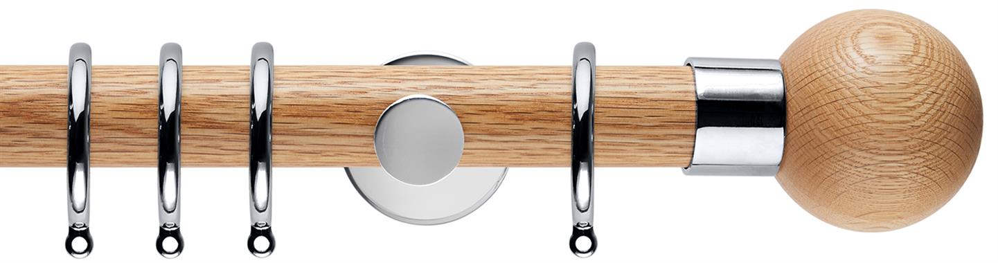 Neo 35mm Oak Wood Pole, Chrome, Oak Ball