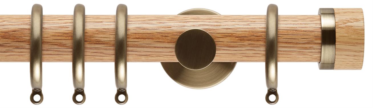 Neo 35mm Oak Wood Pole, Spun Brass, Oak Stud