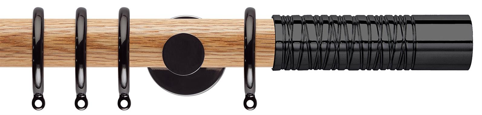 Neo 35mm Oak Wood Pole, Black Nickel, Wired Barrel