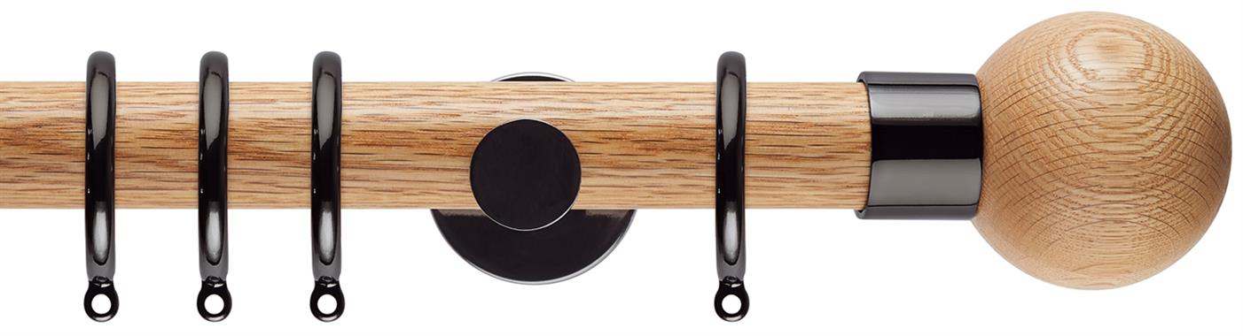 Neo 35mm Oak Wood Pole, Black Nickel, Oak Ball