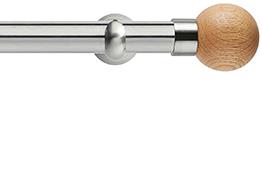 Neo 28mm Metal Eyelet Pole,Stainless Steel,Cup,Oak Ball