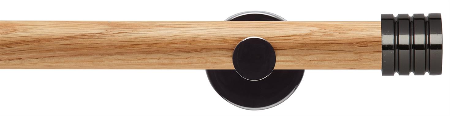 Neo 28mm Oak Wood Eyelet Pole, Black Nickel, Stud