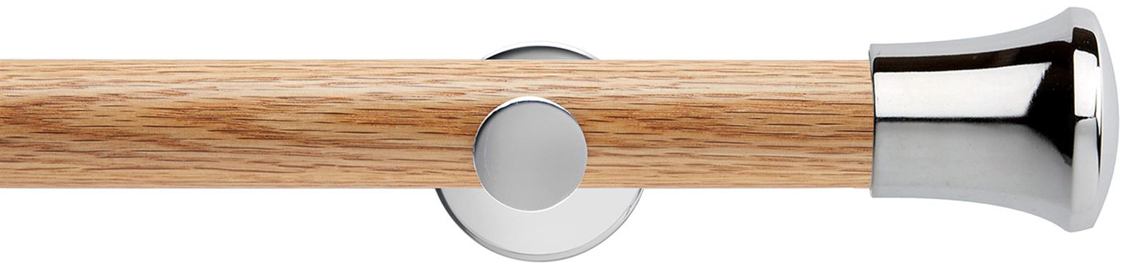 Neo 35mm Oak Wood Eyelet Pole, Chrome, Trumpet
