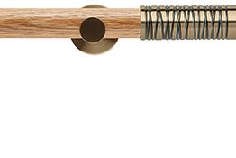 Neo 35mm Oak Wood Eyelet Pole, Spun Brass, Wired Barrel
