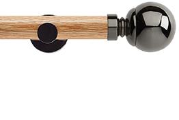 Neo 35mm Oak Wood Eyelet Pole, Black Nickel, Ball