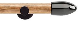 Neo 35mm Oak Wood Eyelet Pole, Black Nickel, Bullet
