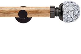 Neo 35mm Oak Wood Eyelet Pole, Black Nickel, Jewelled Ball