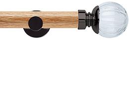 Neo 35mm Oak Wood Eyelet Pole, Black Nickel, Clear Pumpkin Ball