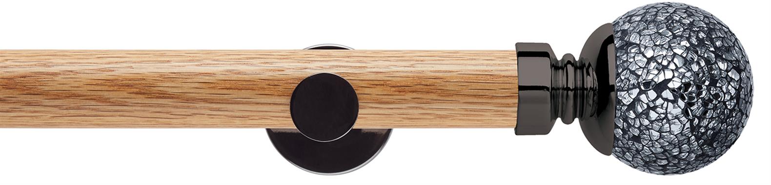 Neo 35mm Oak Wood Eyelet Pole, Black Nickel, Mosaic Ball